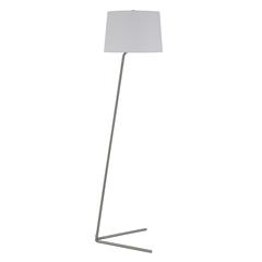 Markos Tilted Floor Lamp with Fabric Shade in Brushed Nickel/White