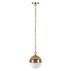 Aurora 9" Wide Pendant with Glass Shade in Brass/White Milk