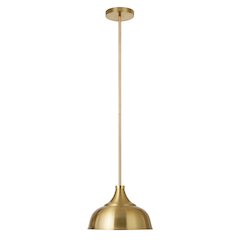 10"  Pendant Light Fixture with Gold Metal Dome Shade and 4.5'  Rod, Gold
