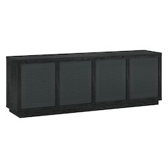 Pryce Rectangular TV Stand for TV's up to 78" in Black Grain/Black Rattan