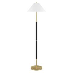 Simona 2-Light Floor Lamp with Fabric Shade in Matte Black/Brass