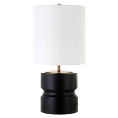 Pax 27" Tall Table Lamp with Fabric Shade in Matte Black/Brass