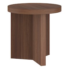 Henn&Hart 22'' Fluted Scandinavian Round End Table Ribbed Side Table, Nightstand