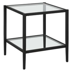 Hera 20'' Wide Square Side Table with Clear Shelf in Blackened Bronze