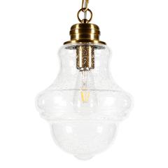 Annie 9.13" Wide Pendant with Glass Shade in Brass/Seeded