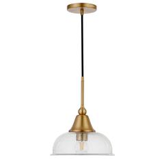 Magnolia 10.75" Wide Pendant with Glass Shade in Brass/Seeded