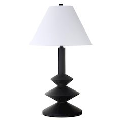 Abilene 28" Tall Triple Gourd Lamp with Fabric Shade in Matte Black/White