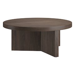 Holm 36" Wide Round Coffee Table in Alder Brown