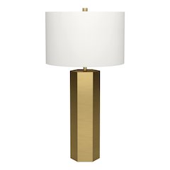 Henn&Hart 27.5" Modern 1-Light Table Lamp with White Fabric Drum Shade for