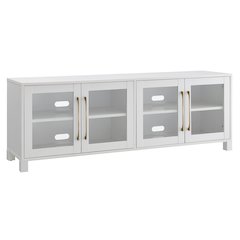TV Stand for TVs up to 75" with 2 Display Storage Cabinets and Shelves, White