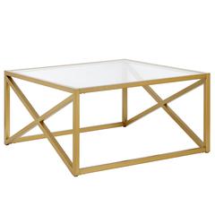 Calix 32'' Wide Square Coffee Table in Brass