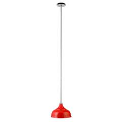 Mackenzie  10.75" Wide Pendant with Metal Shade in Poppy Red/Polished Nickel/Poppy Red