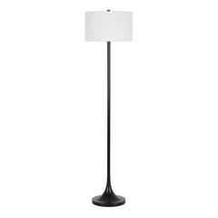 Josephine 62" Tall Floor Lamp with Fabric Shade in Blackened Bronze/White