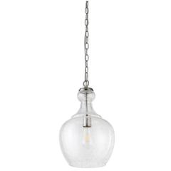 Verona 11" Wide Pendant with Glass Shade in Brushed Nickel/Seeded