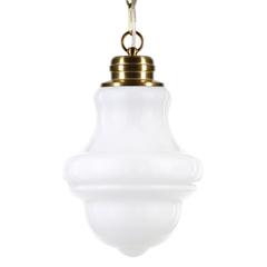 Annie 9.13" Wide Pendant with Glass Shade in Brass/White Milk
