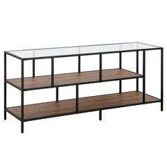 Winthrop Rectangular TV Stand with MDF Shelves for TV's up to 60" in Blackened Bronze/Rustic Oak
