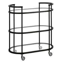 Leif 30'' Wide Oval Bar Cart in Blackened Bronze