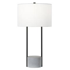 Uma 27.75" Tall Table Lamp with Fabric Shade in Blackened Bronze/Concrete/White
