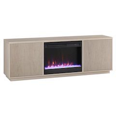 Rectangular TV Stand with 26" Crystal Fireplace for TV's up to 75" Alder White