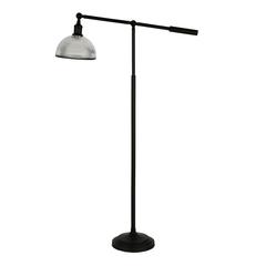 Frenkel 58" Tall Floor Lamp with Ribbed Glass Shade in Blackened Bronze/Clear