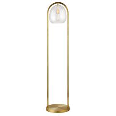 Sydney 64" Floor Lamp with Seeded Glass Shade in Brushed Brass