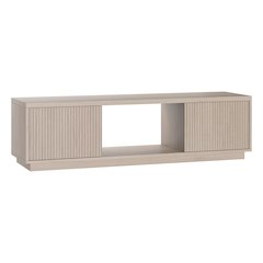 Fluted TV Stand for TVs up to 65", 2 Cabinets, Open Storage, Alder White