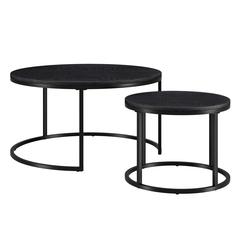 Watson Round Nested Coffee Table with MDF Top in Blackened Bronze/Black Grain