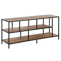 Winthrop Rectangular TV Stand with Metal Shelves for TV's up to 60" in Blackened Bronze/Rustic Oak