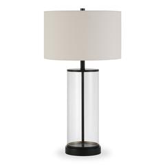 Rowan 28" Tall Table Lamp with Fabric Shade in Blackened Bronze/White