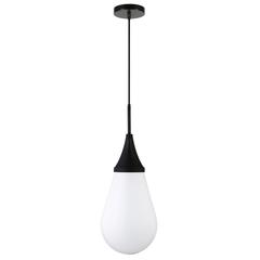 Ambrose 8.63" Wide Pendant with Glass Shade in Blackened Bronze/Milk White