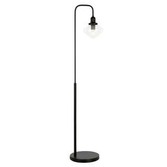 Zariza Arc Floor Lamp with Glass Shade in Blackened Bronze/Clear