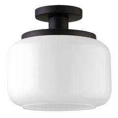 Tatum 11" Wide Semi Flush Mount with Glass Shade in Blackened Bronze/White