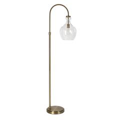 Verona Arc Floor Lamp with Glass Shade in Brass/Seeded