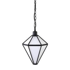 Adara 10" Wide Pendant with Glass Shade in Blackened Bronze/White