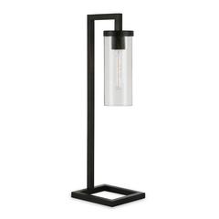 Malva 26" Tall Table Lamp with Glass Shade in Blackened Bronze/Seeded