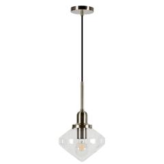 Zariza 8" Wide Pendant with Glass Shade in Brushed Nickel /Clear