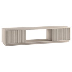 Fluted TV Stand for TVs up to 78", 2 Side Cabinets, Center Storage, Alder White