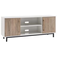 Julian Rectangular TV Stand for TV's up to 65" in White/Antiqued Gray Oak
