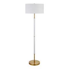 Simone 2-Light Floor Lamp with Fabric Shade in Matte White/Brass /White