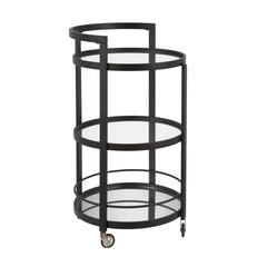 Hause 21'' Wide Round Bar Cart in Blackened Bronze