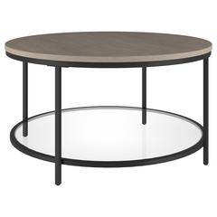 Sevilla 32'' Wide Round Coffee Table with MDF Top and Glass Shelf