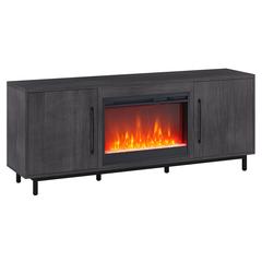 Julian Rectangular TV Stand with Crystal Fireplace for TV's up to 80" in Charcoal Gray