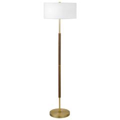 Simone 2-Light Floor Lamp with Fabric Shade in Rustic Oak/Brass/White