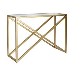 Calix 42'' Wide Rectangular Console Table in Brass