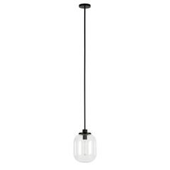 Agnolo 9.62" Wide Pendant with Glass Shade in Blackened Bronze/Clear
