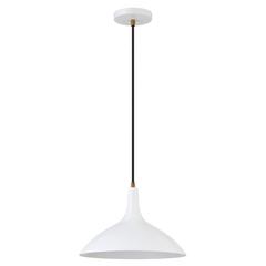 Barton 14" Wide Pendant with Metal Shade in Matte White/Brass/Matte White