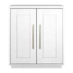 28" Accent Cabinet, Modern Sideboard Buffet Cabinet with 2 Panel Doors, White