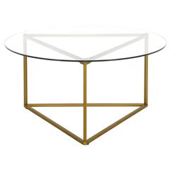 Jenson 35'' Wide Round Coffee Table with Glass Top in Brass