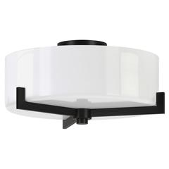 Hamlin 17" Wide 2-Light Semi Flush Mount with Glass Shade in Blackened Bronze/White