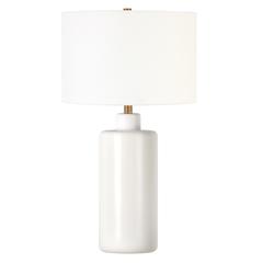 Carlina 25" Tall Ceramic Table Lamp with Fabric Shade in Matte White/White